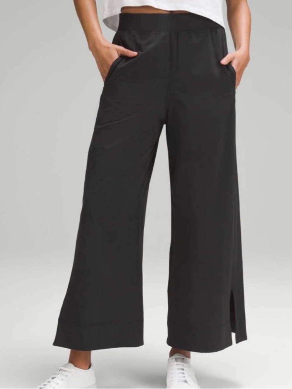 lululemon athletica Black Wide-Leg Pull-On Pants with Side Slits